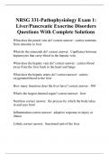 NRSG 331-Pathophysiology Exam 1&colon; Liver&sol;Pancreatic Exocrine Disorders Questions With Complete Solutions
