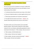 Fundamentals Test Bank Questions Solved 2023Update 
