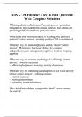 NRSG 329 Palliative Care & Pain Questions With Complete Solutions
