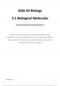 AQA AS level Biology (year 1 A level) complete Topic 1-4 Exam questions for 2023/2024 students