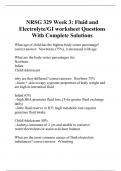NRSG 329 Week 3: Fluid and Electrolyte/GI worksheet Questions With Complete Solutions