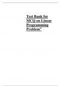 Test Bank for MCQ on Linear Programming Problem&comma;2023