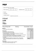 aqa A-level LAW Paper 1 (7162/1) May 2023 Question Paper.