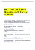 MKT 3351 CH&period; 3 Exam Questions with Correct Answers 