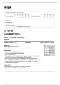 aqa A-level ACCOUNTING  Paper 1 Financial Accounting   &lpar;  7127&sol;1&rpar;  MAY 2023 QUESTION PAPER