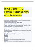 MKT 3351 TTU Exam 2 Questions and Answers 