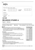 AQA GCSE RELIGIOUS STUDIES A Paper 1 MAY 2023 QUESTION PAPER&colon; Sikhism