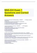 NSG-533 Exam 1 Questions and Correct Answers 