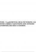 NURS - Uworld MENTAL HEALTH NURSING AAA WITH CORRECT QUESTIONS AND ANSWERS (VERIFIED) 2023-2024 A+GRADED.