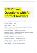 NCEP Exam Questions with All Correct Answers 