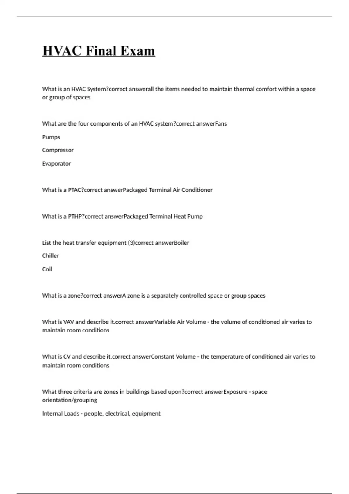 HVAC Final Exam 2023 with correct answers Hvac Stuvia US