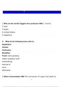 FST 422 Wine Exam Questions and Answers 2022&sol;2023 Verified Answers