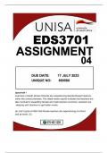 EDS3701 ASSIGNMENT 4... DUE DATE 17JULY 2023..