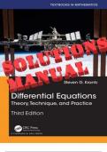 SOLUTIONS MANUAL for Differential Equations Theory, Technique, and Practice 3rd Edition By Steven G. Krantz ISBN 9781032102702