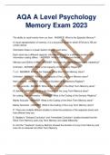 AQA A Level Psychology  Memory Exam 2023