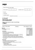aqa A-level PSYCHOLOGY Paper 1 Introductory topics in psychology (7182/1) May 2023 Question Paper 