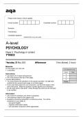 aqa A-level PSYCHOLOGY Paper 1 & 2 (7182) May 2023 Question Papers 