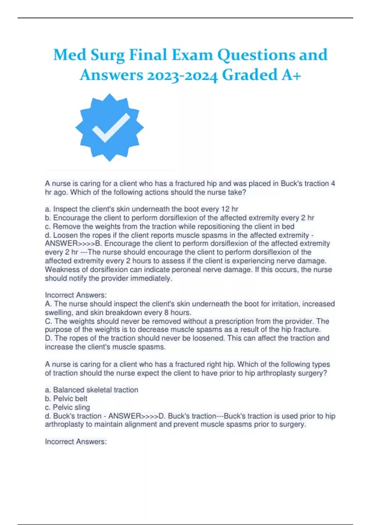 ATI Med Surg Final Exam Questions and Answers Graded A+ - ATI MEDSURG ...