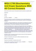 WGU C785 Biochemistry Unit Exam Questions With All Correct Answers 