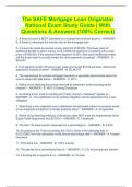 The SAFE Mortgage Loan Originator National Exam Study Guide | With Questions & Answers (100% Correct)