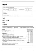 aqa AS BIOLOGY Paper 2 (7401/2) Question Paper May 2023