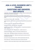 AQA A LEVEL BUSINESS UNIT 5  FINANCE QUESTIONS AND ANSWERS  2023 UPDATE