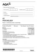 AQA AS Psychology Paper 1 Introductory topics in psychology - Question Paper 2023