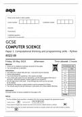 aqa GCSE COMPUTER SCIENCE Paper 1 (8525/1B): Computational thinking and programming skills – Python Question Paper 2023.