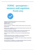 FOPAC - perception + memory and cognition Exam 2023