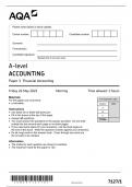 AQA A level ACCOUNTING Paper 1 Financial Accounting - Question Paper 2023