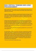 WGU CRITICAL THINKING AND LOGIC PREASSESSMENT&vert;UPDATED&VERIFIED&vert;GUARANTEED SUCCESS