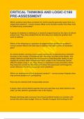 CRITICAL THINKING AND LOGIC-C168 PRE-ASSESSMENT&vert;UPDATED&VERIFIED&vert;GUARANTEED SUCCESS