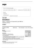 aqa GCSE BUSINESS Paper 1&colon; Influences of operations and HRM on business activity &lpar;8132&sol;1&rpar; May 2023 Question Paper&period;