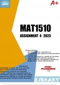 MAT1510 Assignment 4 (COMPLETE ANSWERS) 2023 (212896) - DUE 28 July 2023