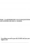 NURS &ndash; Uworld PEDDIATRY AAA EXAM QUESTIONS AND ANSWERS 2023-2024 A&plus; GRADED&period;