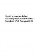Health promotion Answers | Health and Wellness Questions With Answers 2023/2024. 