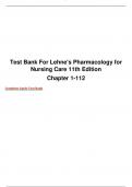 TEST BANK FOR LEHNES PHARMACOLOGY FOR NURSING CARE 11TH_lehnes pharmacology