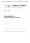 T.E.A.C.H. CDA Exam Study Questions: Health 2023 with complete solutions