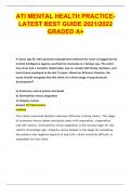 ATI MENTAL HEALTH PRACTICE- LATEST BEST GUIDE 2021&sol;2022 GRADED A&plus;