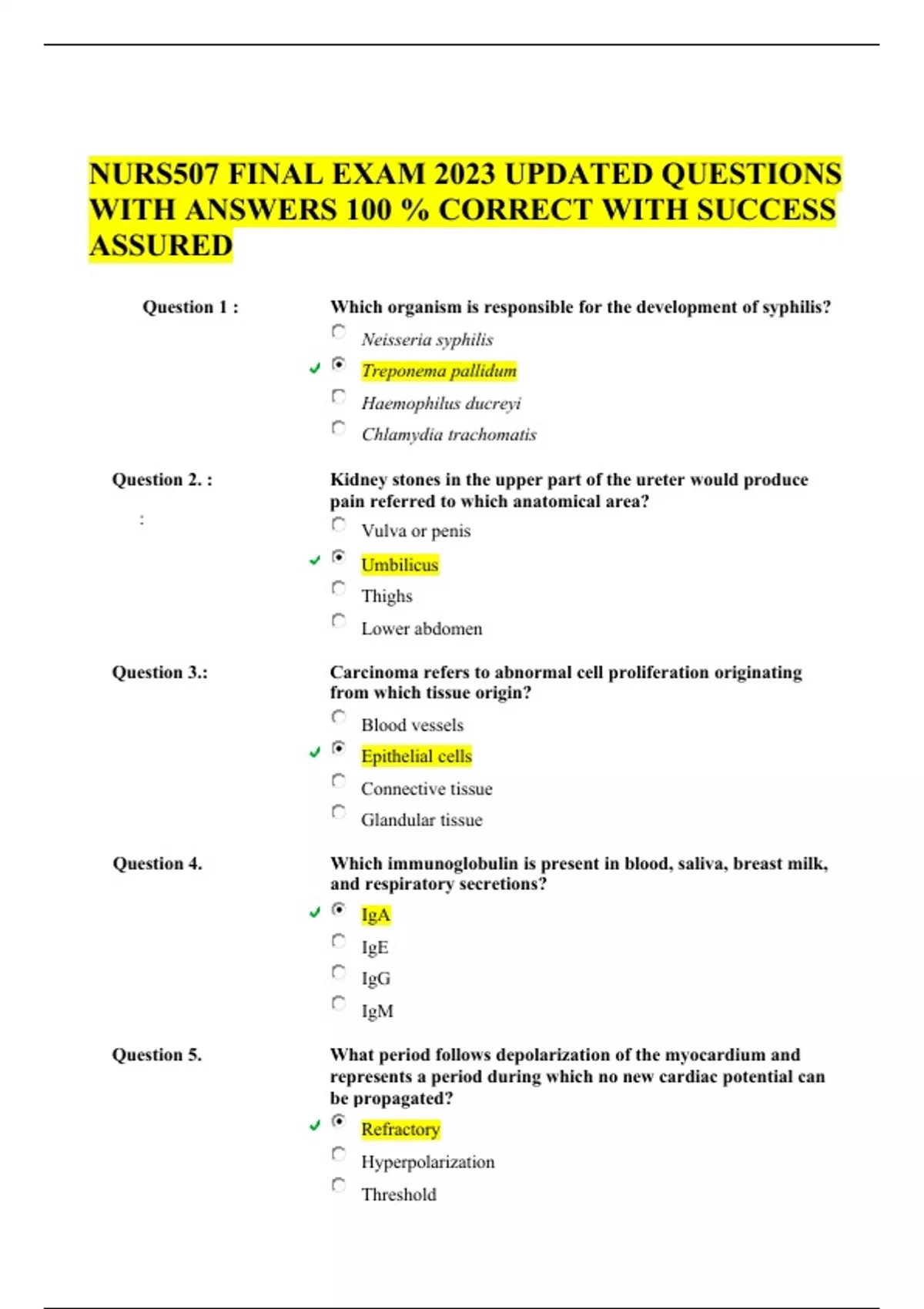 NURS507 FINAL EXAM 2023 UPDATED QUESTIONS WITH ANSWERS 100 % CORRECT ...