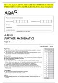 ACTUAL AQA A-LEVEL FURTHER MATHEMATICS 7367/3M PAPER 3MECHANICS MARK SCHEME JUNE 2022 (Complete)