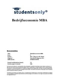 Samenvatting Bedrijfseconomie MBA