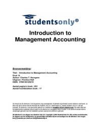 Samenvatting Introduction To Management Accounting