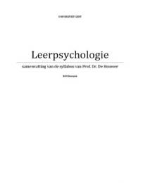 Samenvatting Cursus Leerpsychologie 