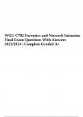 WGU C702 Forensics and Network Intrusion Final Exam Questions With Verified Answers 2023/2024 | Complete Graded A+