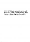 WGU C725 Information Security and Assurance, Final Exam Questions With Answers | Latest Update Graded A+