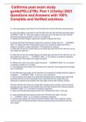 California post exam study guide&lpar;PELLETB&rpar;&period; Part 1 &lpar;Clarity&rpar; 2023 Questions and Answers with 100&percnt; Complete and Verified solution