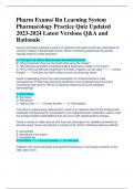 Pharm Exams&sol; Rn Learning System  Pharmacology Practice Quiz Updated  2023-2024 Latest Versions Q&A and  Rationale