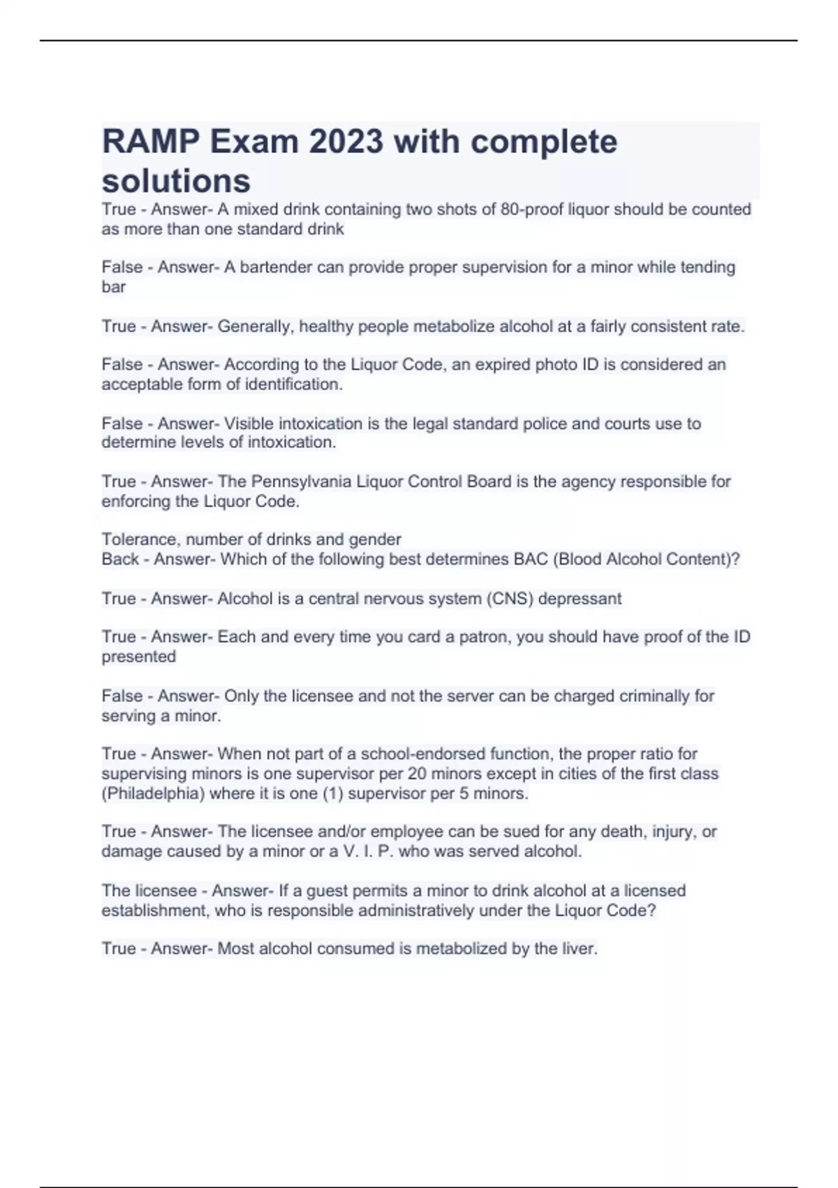 RAMP Exam 2023 with complete solutions RAMP Stuvia US