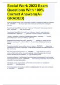 Social Work 2023 Exam Questions With 100% Correct Answers(A+ GRADED)